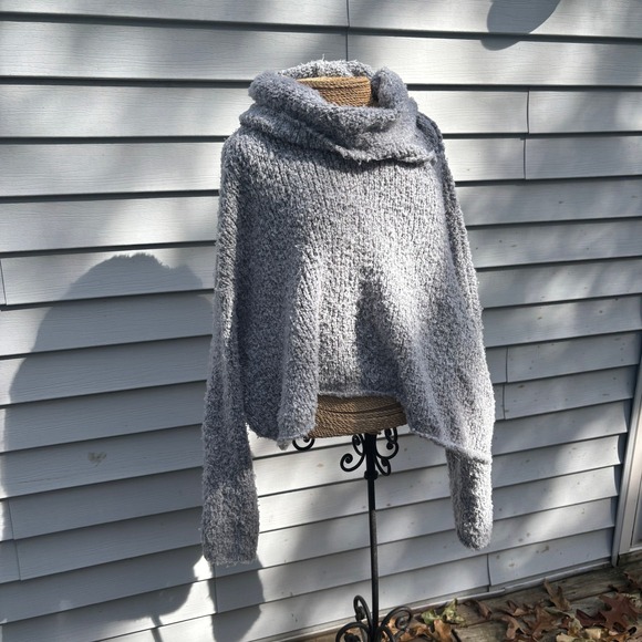 Free People Sweater‎ Knit Pullover Oversized Cowl Neck Gray Cozy - Picture 8 of 8